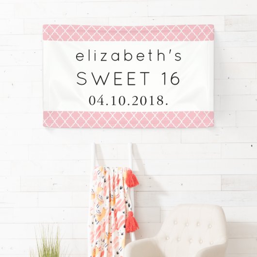 Roze Latticework, Marokkaanse Trellis, zoet 16 Spandoek (Insitu)