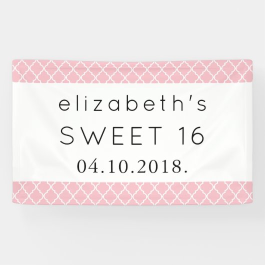 Roze Latticework, Marokkaanse Trellis, zoet 16 Spandoek (Horizontaal)