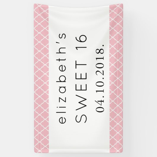 Roze Latticework, Marokkaanse Trellis, zoet 16 Spandoek (Verticaal)