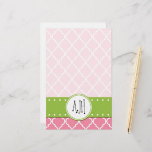 Roze Latticework, Quatrefoil, Trellis, Monogram Briefpapier