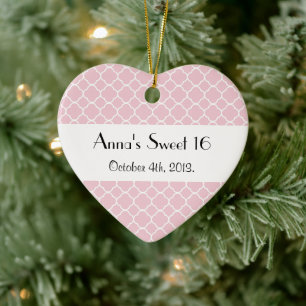 Roze Latticework, Quatrefoil, Trellis, Sweet 16 Keramisch Ornament