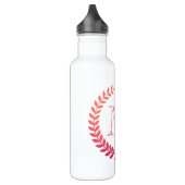 Roze Laurel Wreath Monogram Waterfles (Links)