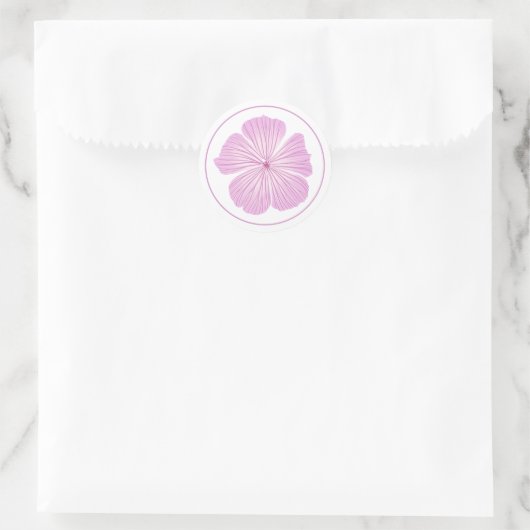Roze Lavatera Bloem Ronde Sticker (Tas)