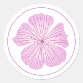 Roze Lavatera Bloem Ronde Sticker (Voorkant)