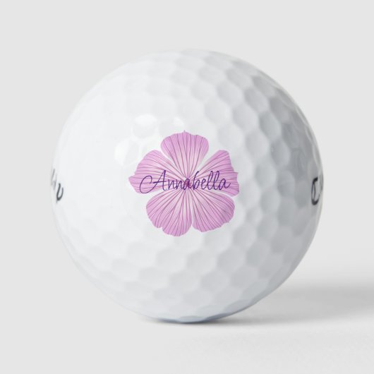 Roze lavaterabloem golfballen (Voorkant)