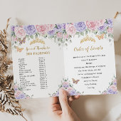 Roze Lavendel Bloemen Quinceañera Orde der Gebeurt Programma