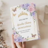 Roze Lavendel Bloemen Quinceañera Orde der Gebeurt Programma