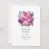 Roze-Lavendel en bijna-Mauve Bloemenbruiloft Kaart (Voorkant)