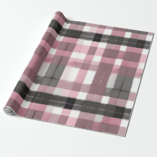  Roze, Lavendel, Grijs en Bruin Plaid Cadeaupapier