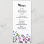 Roze lavendel paarse wilde bloem bruiloft Menu (Voorkant)