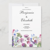 Roze lavendel paarse wilde bloem zomer bruiloft kaart (Voorkant)