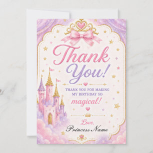 Roze Lavendel Prinses Bedankkaart