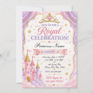 Roze Lavendel Prinses Uitnodiging