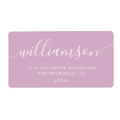 Roze Lavendel Script Familie Retouradres Etiket (Voorkant)