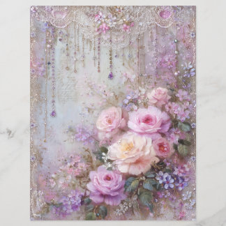 Roze Lavendel Vintage Junk Journal Scrapbook Papie