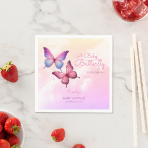 Roze lavendel vlinder Baby shower Servet