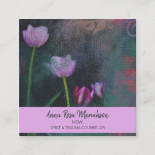 *~* Roze lavender Gray Tulip Shabby  Grunge Vierkante Visitekaartje