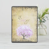 Roze lavender Heart Leaf Lavender Tree Weddenschap Kaart (Staand voorkant)