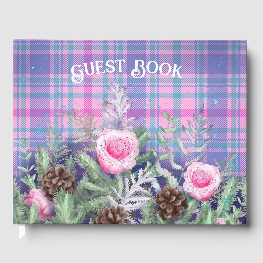 roze lavender Pset Pattern Rozen Floral Gastenboek (Voorkant)