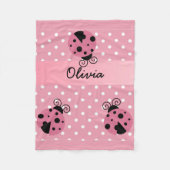 Roze leadybug Polka Dot Personalized Fleece Blanke (Voorkant)