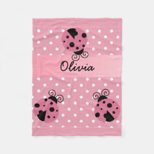 Roze leadybug Polka Dot Personalized Fleece Blanke