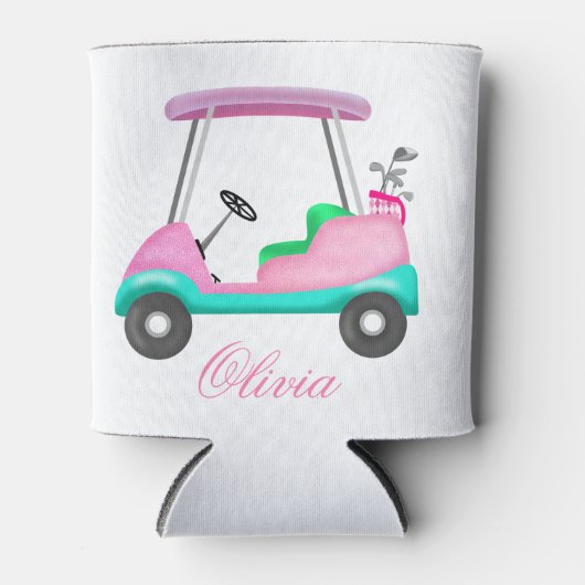 Roze leder Elegant Golf Cart Name Blikjeskoeler (Voorkant)