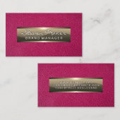 Roze leder | Goud metaal Visitekaartje (Voorkant / Achterkant)