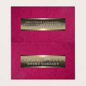 Roze leder | Goud metaal Visitekaartjes (Buitenkant ongevouwen)