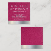 Roze leder metaal klantenkaartje (Voorkant / Achterkant)