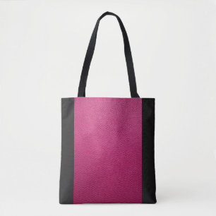 Roze lederen blik met zwarte accessoires tote bag