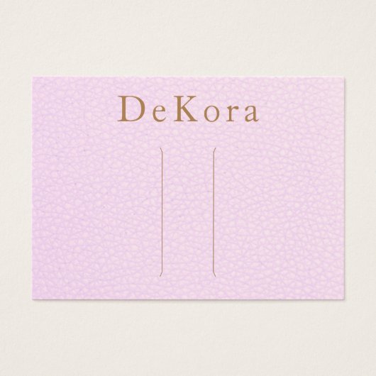 Roze lederen haarklemhouder visitekaartje (Voorkant)