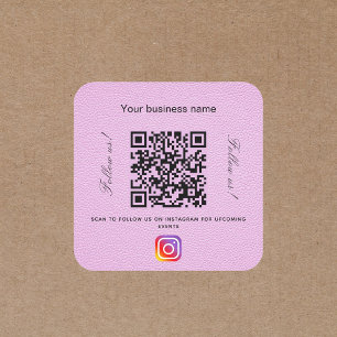 Roze lederen handelsnaam qr code instagram vierkante sticker