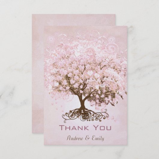 Roze lederen hartelijn Dank je Bedankkaart (Voorkant / Achterkant)