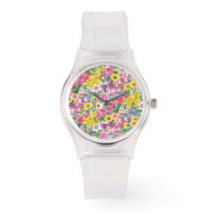 Roze  lederen horloge