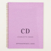 Roze lederen monogram initialen 2026 planner (Voorkant)