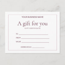 Roze Ledger In te vullen cadeaubon voor zakelijk g