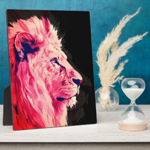 Roze Leeuwen Majesteit op Zwarte Canvas Fotoplaat