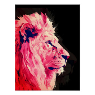 Roze Leeuwen Majesteit op Zwarte Canvas Perfect Poster
