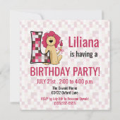 Roze leeuwenkast L Kinderen Birthday Partij Kaart (Achterkant)