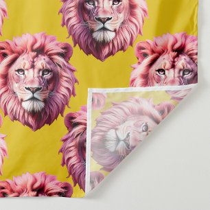 Roze Leeuwenkop Dierpatroonontwerp Geel Wandkleed