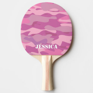 Roze legercamouflage pingpongpeddel voor meisjes tafeltennisbatje