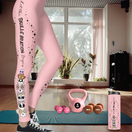 Roze Leggings Halloween Schattig Goth Schedels