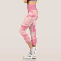 Roze Leggings van Camouflage met hoog gegolfd wate