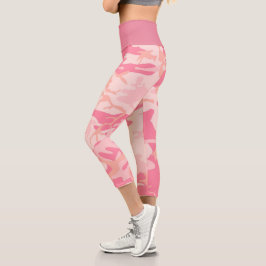 Roze Leggings van Camouflage met hoog gegolfd wate