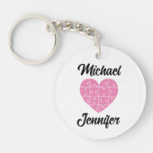 Roze Legpuzzel Hart Vorm Sleutelhanger (Voorkant)
