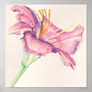 Roze lelie acrylschildering poster