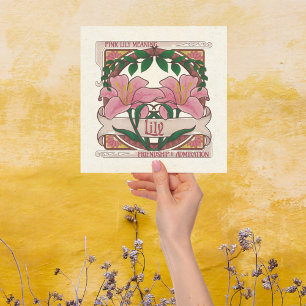 Roze Lelie-Bloem Betekenis Vriendschap -Style Kaart