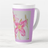 Roze Lelie Bloem Bloemen Lilium Waterverf Art Mok (Rechterhoek)