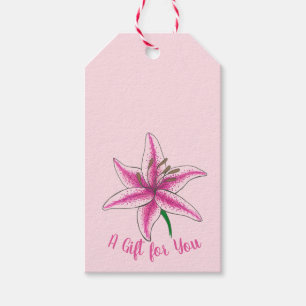 Roze lelie bloem bloemrijke tuinfeest lente lelies cadeaulabel