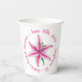 Roze lelie bloem bruids baby shower bloemrijke tui papieren bekers (Voorkant)